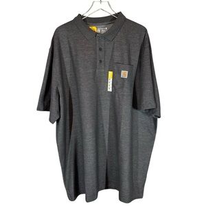 CARHARTT Men's 3XL Tall Loose Fit NWT Grey Pocket Polo Shirt